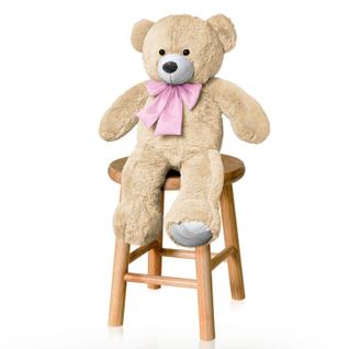 Ursinho De Pelúcia Teddy Bear Com Laço Antialérgico Presente Decoração
