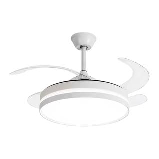 Ventilador De Teto Branco Pás Retrátil Moderno Led 3 Cores Silencioso