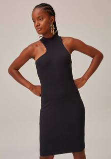 Vestido canelado curto assimetrico (502ve006899)-p