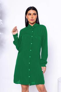 Vestido Chemise Com Fechamento Em Botões Manga Longa