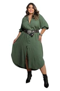 Vestido Chemise Longo Midi Plus size Manga Princesa Luxo 3/4