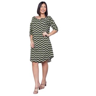 Vestido com Manga Estampado Casual em Malha Feminino