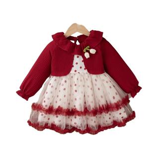 Vestido De Bolinhas Para Menina Para Festa De Natal, Nova Roupa Infantil De Outono, De 6 M