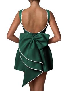 Vestido de cocktail Aosadin Mini Satin Emerald para convidados de casamento