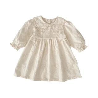 Vestido De Festa Para Meninas Com Manga Longa Em Algodão Bordado, Roupas Para Crianças, Ma