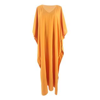 Vestido de kaftan com capa de praia para mulher, de raiom laranja sólido