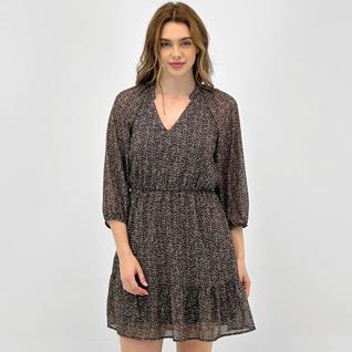 Vestido Doce Trama Curto Estampado Manga 3/4 Feminino