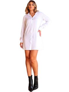 Vestido Estilo Chemise Feminino Camisao Viscolinho Manga Chamise Casual