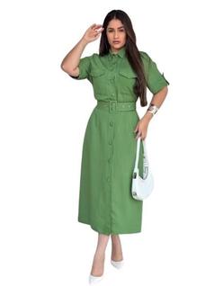Vestido Feminino Chamise Em Linho Outono/Inverno