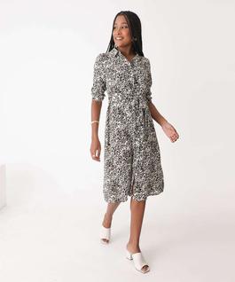 Vestido Feminino Chemise Midi Estampa Animal Print Mar-72924