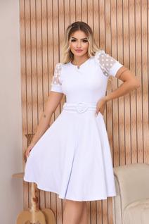 Vestido Feminino Com Cinto Midi Rodado Evangélico Social Godê Prinçesa