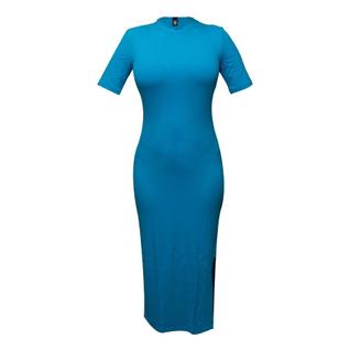 Vestido Feminino Longo Canelado Com Fenda Colcci