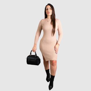 Vestido Feminino Manga Longa Inverno Midi Tricot Tubinho