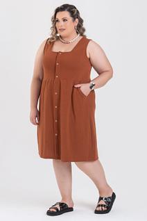 Vestido Feminino Plus Size Malha Madri C/ Detalhe de Botões - Serena