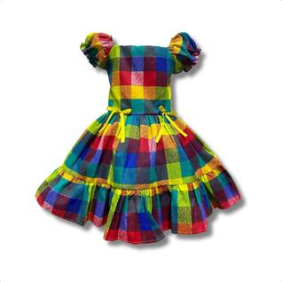 Vestido Festa Junina Xadrez Infantil Várias Estampas Caipira