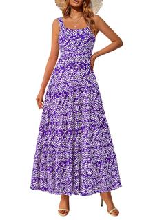 Vestido Floral Maxi sin Mangas PRETTYGARDEN Morado y Blanco Talla L
