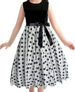 Vestido Godê Duplo Infantil Poá Vintage Festa Regata Poá Branco Anos 60 - Absoluto Glamour