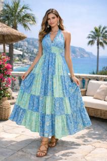 Vestido Indiano Longo Boho Chic Fluido de Luz Cor:Estampa3Tamanho:Unico