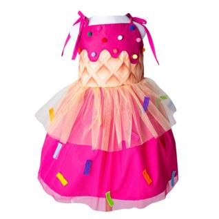 Vestido Infantil Alcinha Doceria Rosa Tule e Pompons Festa Tamanho:10 anosCor:Rosa