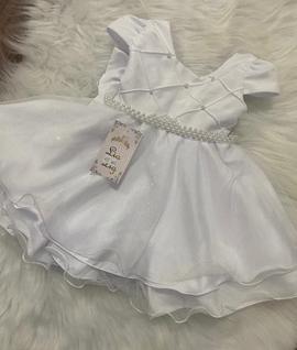 Vestido infantil batizado bebe branco recem nascido a 1 ano