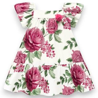 Vestido Infantil Floral Meninas Manga Curta Milon