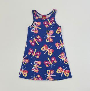 Vestido Infantil Kyly Azul Estampado Borboletas Coloridas Conforto e Estilo Verão
