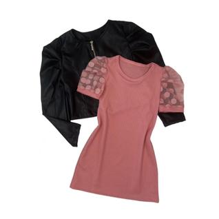 Vestido Infantil Manga Bufante E Jaqueta Novidade