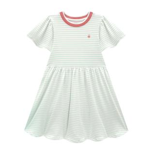 Vestido Infantil Menina Em Cotton Listras Verde Somnii