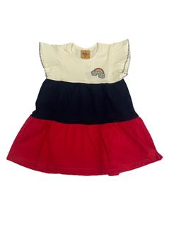 Vestido infantil menina manga curta verão colorido