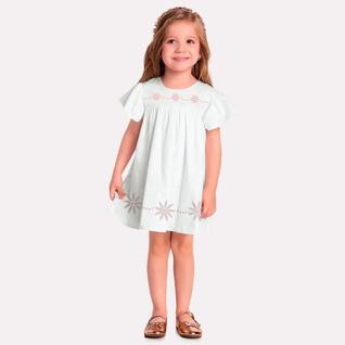 Vestido Infantil Roupa Juvenil Milon Branco Tricoline Versátil Para Menina Fofo Macio e Co
