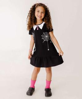 Vestido Infantil Temático Preto com Detalhes Divertido-11022