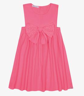 Vestido Infantil Tricoline Com Laço Trick Nick Rosa