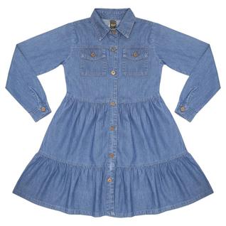 Vestido Juvenil Look Jeans Manga Longa Jeans