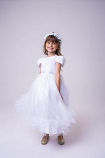 Vestido Longo Branco Babadinho para Meninas - Coleção Enjoy