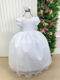 Vestido Longo Dama de Honra Infantil Branco Selena