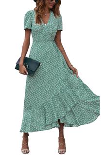 Vestido longo feminino PRETTYGARDEN verde floral de verão
