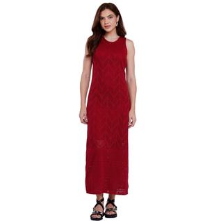 Vestido Longo Feminino Tricot Trico Longo Rendado Croche Furadinho Elegante Tendencia Fest