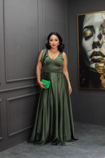 Vestido longo festa verde oliva