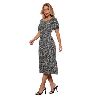 Vestido Mid Estampado Manga Curta Tendência Premium