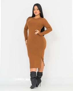 Vestido Midi Feminino Longo sem alça Moda Recortes de Fenda na Lateral