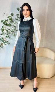 Vestido Midi material sintético Fake Premium Festas Eventos Casamento Batizado Igreja Form
