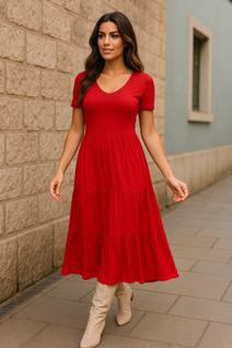 Vestido Midi Soltinho Casual Manga Curta Gola Evangelico Moda Comportada