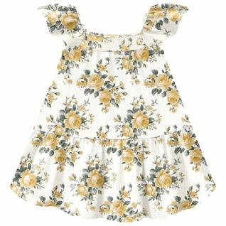 Vestido Milon Em Cotton Estampa Floral Off White Rodado Mangas Curtas Moda Verão