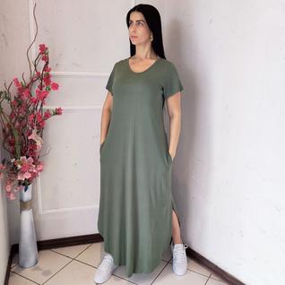 Vestido Plus Size Camisetão Longo Maxi Soltinho Verde