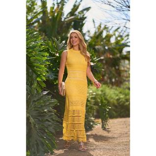 Vestido Tricot Longo Rendado Com Forro Chique Formatura Festa Reveilon Tam M