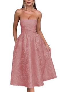 Vestidos de boas-vindas sem alças de verão com bolsos, espartilho A Line, vestidos midi pa