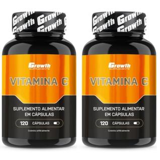 Vitamina C 120 Cápsulas Imunidade Growth Supplements Kit 2 Potes