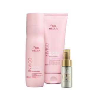 Wella Professionals Blonde Recharge- Shampoo 250ml+Condicionador 200ml+Oil Reflections Lig