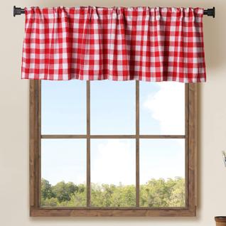 Window Valances WOSIBO Buffalo Check, xadrez, algodão vermelho, pacote com 2 unidades