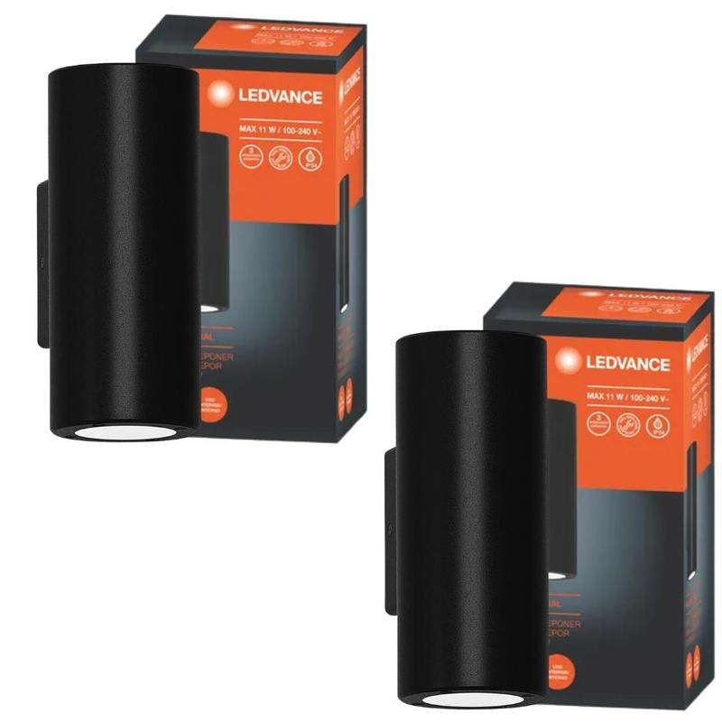 2 Luminárias Led Aplique Dual Cylinder Preta 2X11w Ledvance